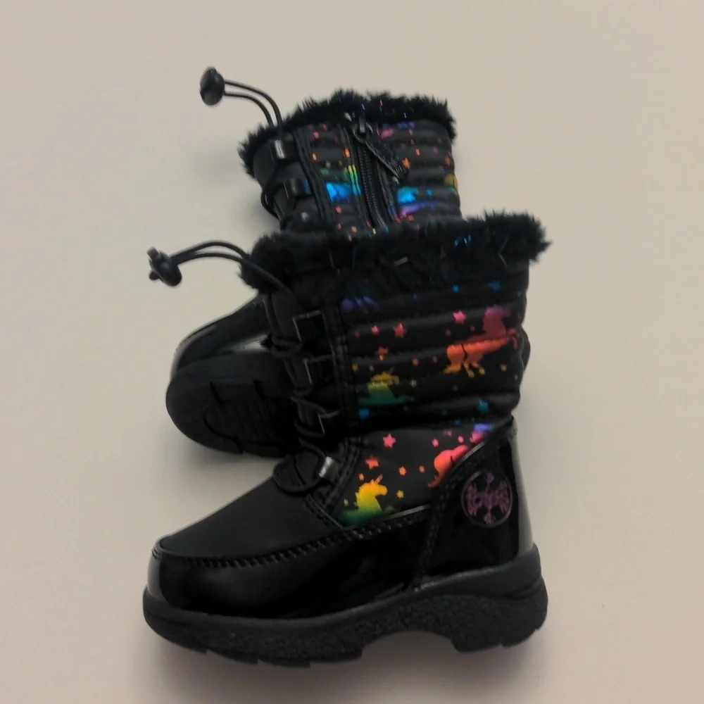 Totes Colorful Star Unicorn Pattern Winter Boots Toddler size 5